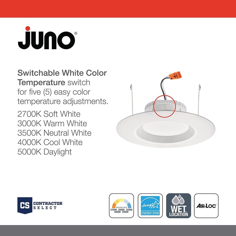Juno RB56S SWW5 MW M6 RetroBasics Retrofit LED Downlight, Switchable, Matte White, 5 to 6 Inch (Pack of 2) - Image 3